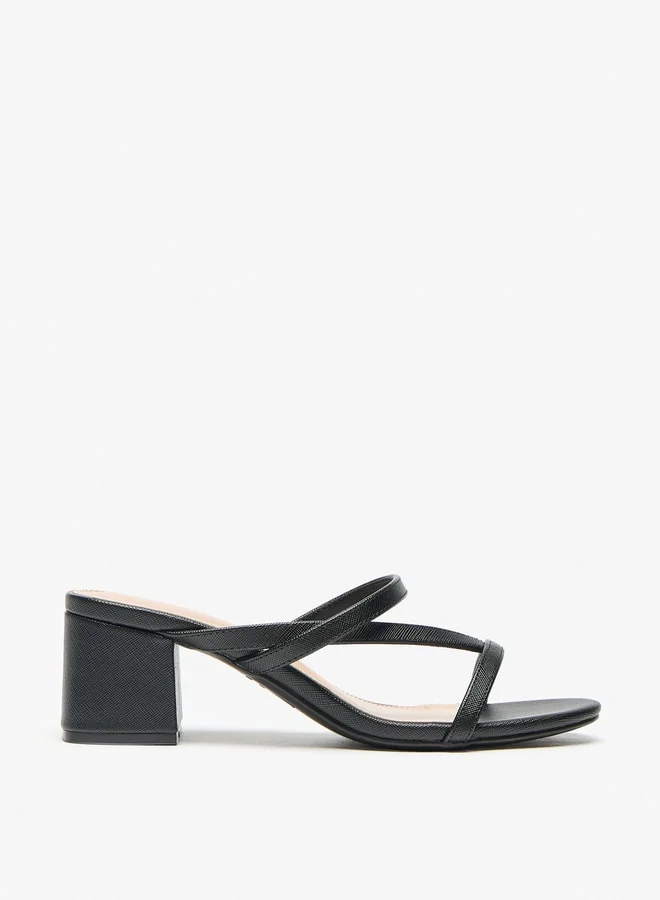 Flora Bella By Shoexpress Solid Slip-On Strap Sandals with Block Heels