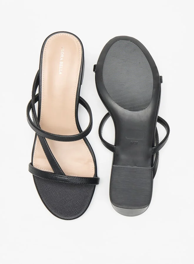 Flora Bella By Shoexpress Solid Slip-On Strap Sandals with Block Heels
