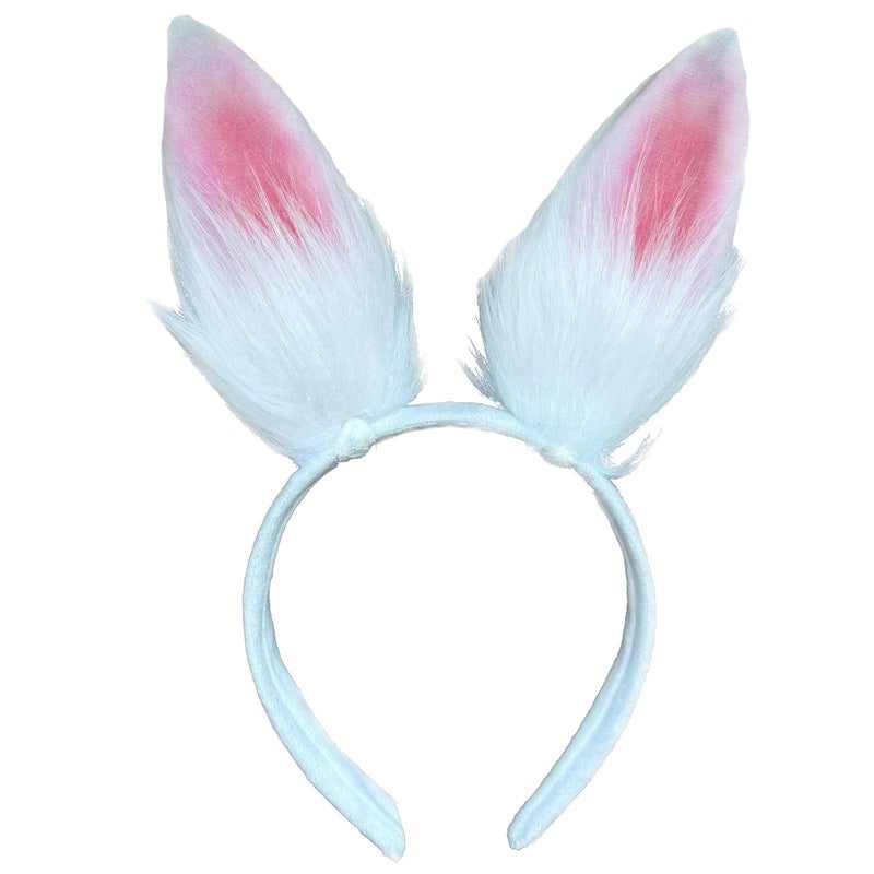 Kiddale Bunny Ears HeadbandWhite Easter Rabbit Hair BandFurry Bunny Ear Hair Hoop for Halloween Party Cosplay Plush Rabbit Costume Accessories