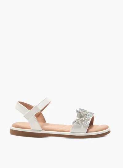Flora Bella By Shoexpress Girls Butterfly Embellished Strap Sandals With Hook And Loop Closure