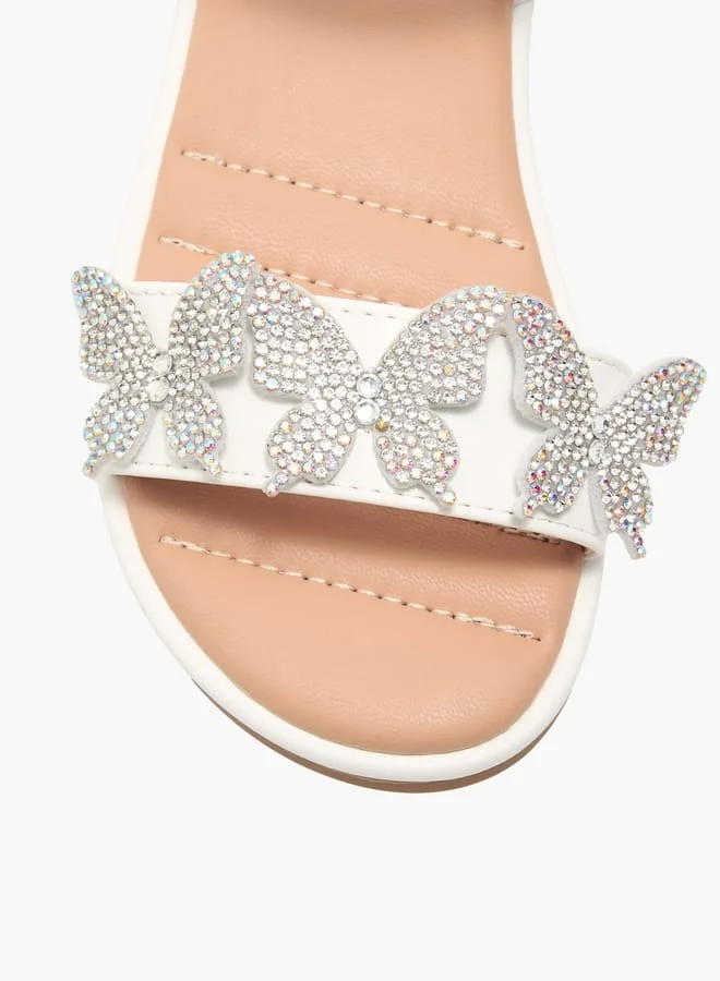 Flora Bella By Shoexpress Girls Butterfly Embellished Strap Sandals With Hook And Loop Closure