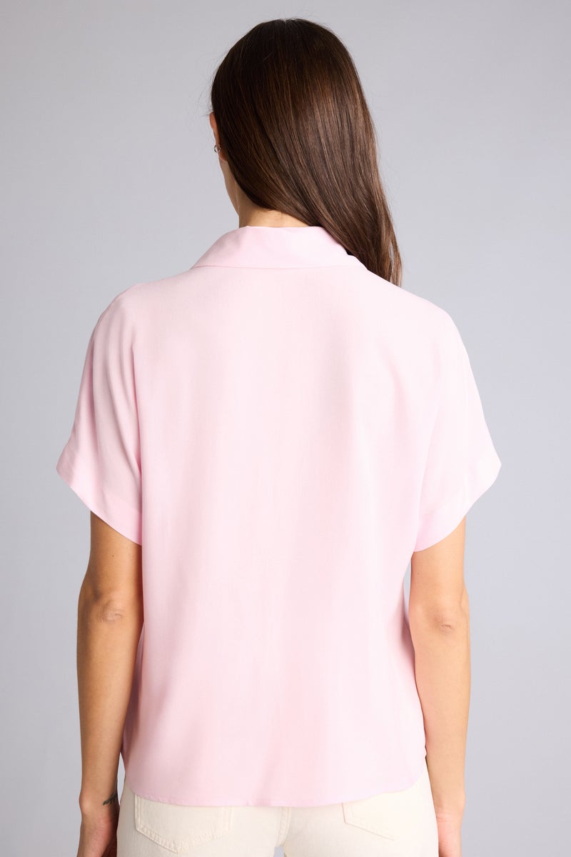 DeFacto Pink Woman Regular Fit Shirt Collar Short Sleeve Shirt Casual - Image 5