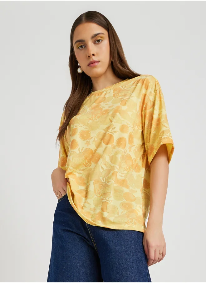 ستايلي All-Over Print Round Neck T-Shirt