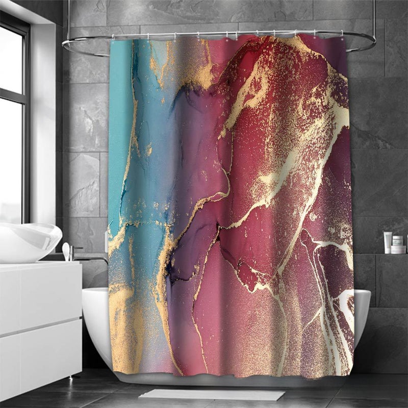 2023 Marble Texture Shower Curtain Wine red 