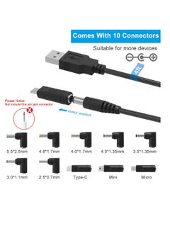 IBERLS Usb to Dc 5v Power Cord Universal Dc 5.5x2.1mm Plug Jack Charging Cable With 10 Connector  - Image 2