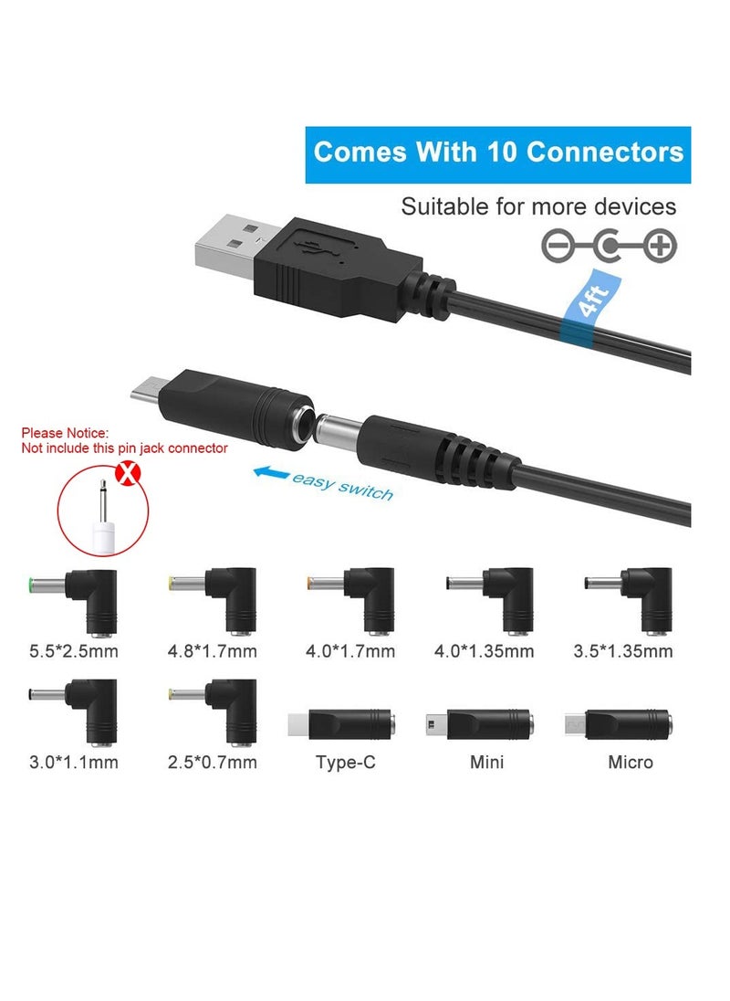 IBERLS - Usb to Dc 5v Power Cord Universal Dc 5.5x2.1mm Plug Jack Charging Cable With 10 Connector - Image 1