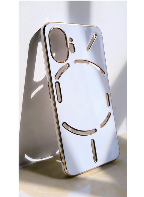 Nothing Phone 2 5G White Mobile Phone Case Cover, Luxury Plating Soft Back Cover, Raised Full Camera Protection