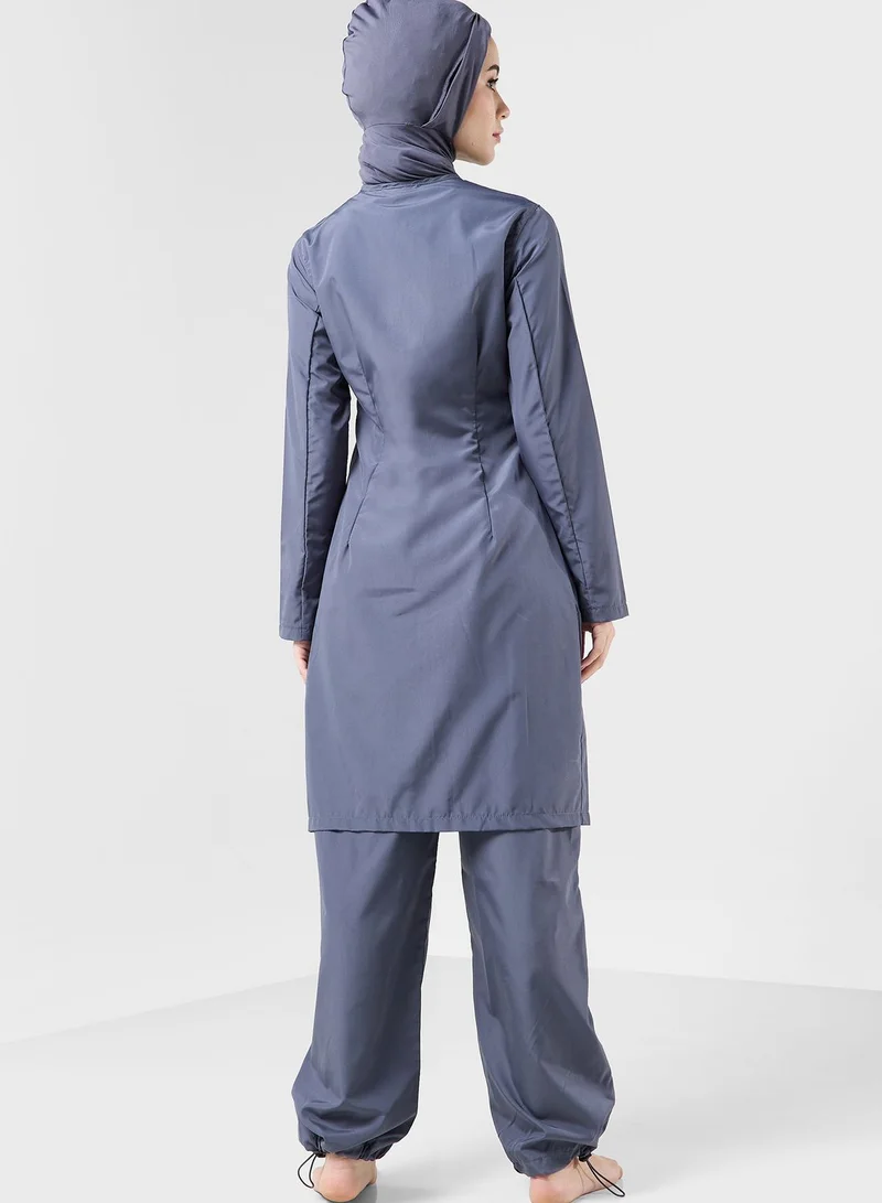 Mayo Bella by Modanisa Zip Through Fully Covered Swimsuit