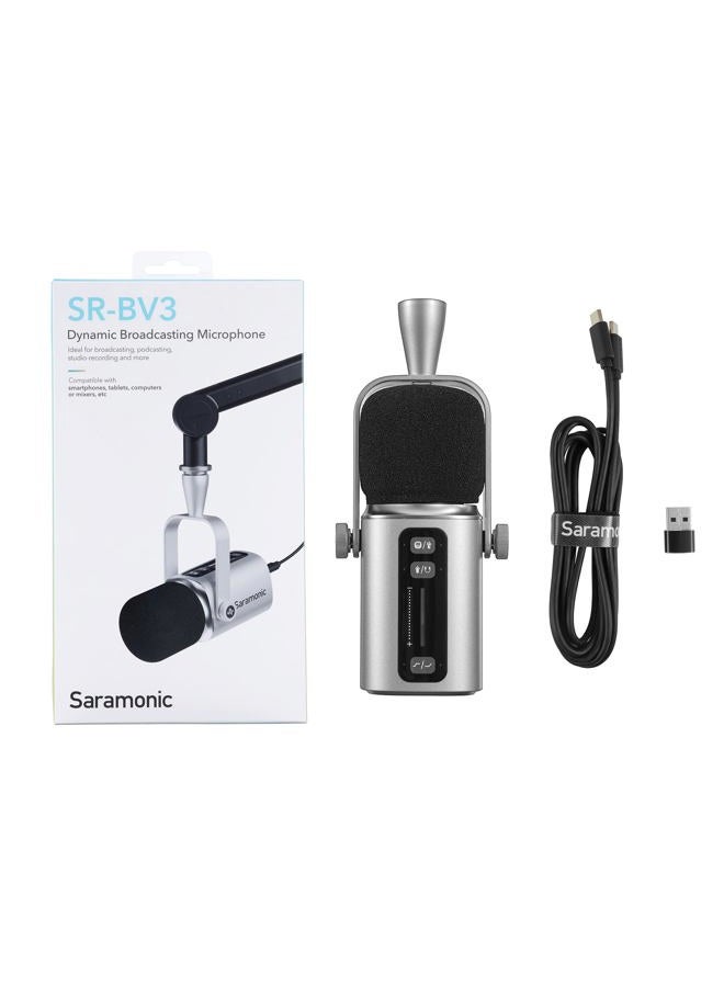 Saramonic ميكروفون ديناميكي كبير SR-BV3 للبث والبودكاست مع مخرج XLR أو USB، تحكم باللمس، مخرج سماعة، قطع منخفض، تعزيز ترددات عالية وغطاء ريح - Image 1