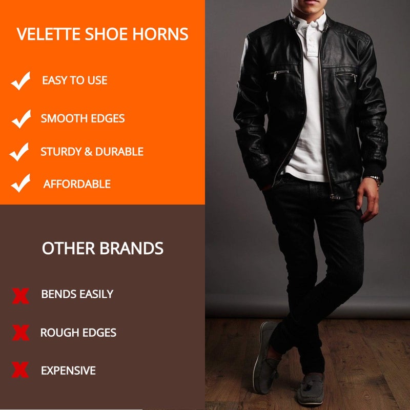 Velette Metal Shoe Horn Long Handle for Seniors, 2 Pack Metal Long Shoe Horn for Boots, 16.5" Extra Long and 7.5" Travel Size Shoe Horn for Men Women and Kids - Image 5