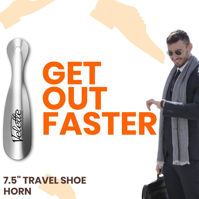 Velette Metal Shoe Horn Long Handle for Seniors, 2 Pack Metal Long Shoe Horn for Boots, 16.5" Extra Long and 7.5" Travel Size Shoe Horn for Men Women and Kids - Image 3