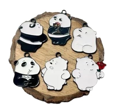 9Carat Panda Enamel Milk and Bear Charms For KeyChains Bracelet And Jewellery Pack Of 10 - Image 1