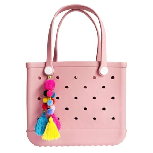 QTMY Pom Pom Tassel Charms for Bogg Bag Accessories Rubber Beach Bag Boho Purse Charms06 - Image 1