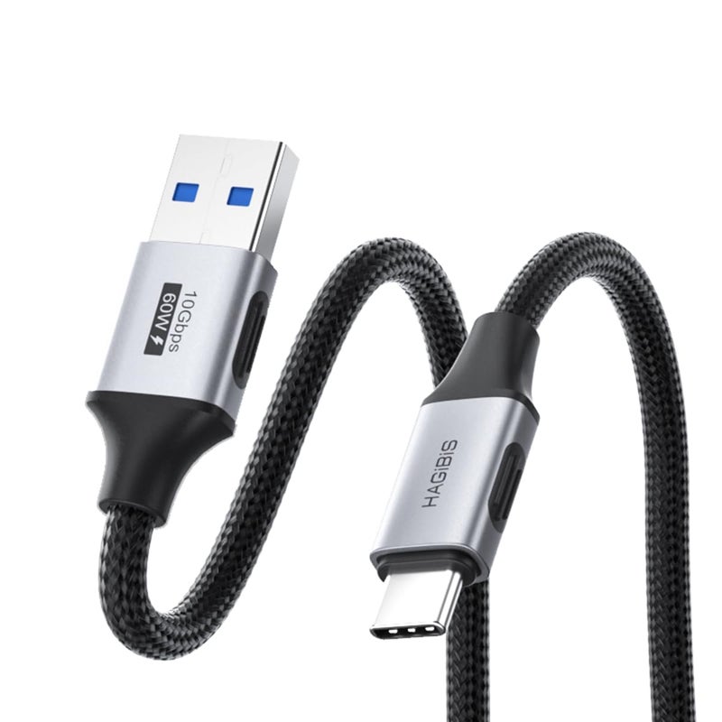 هاجيبس كابل هاجيبيس USB A إلى USB C، نقل بيانات بسرعة 10 جيجابت في الثانية، شحن سريع بقدرة 60 واط (20 فولت/3 أمبير)، USB 3.2 GEN2 من النوع C، كابل CarPlay متوافق مع iPhone 17 16 Pro Max، Galaxy S25 Ultra S25+، MacBook Pro، iPad (25 سم) - Image 1
