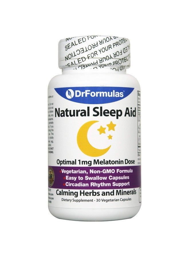 DrFormulas Melatonin 1 mg | دعم النوم للأطفال والكبار بالأعشاب الطبيعية، L-Theanine، GABA Fast Acting 30 Pills Day Supply