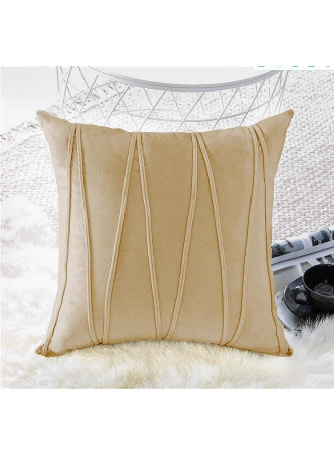 Khooti Khooti Velvet Cushion Cover Pack of 1-18" x 18" / 46 x 46 cm - Wheat - Soft Pillow Covers Cushion Case for Sofa Bedroom Livingroom Chair Car, Cushion Cover with Random Zig Zag Pattern - Image 1