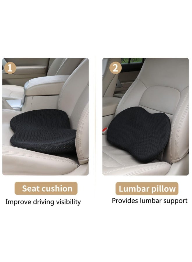Memory Foam Car Seat Cushion with Lumbar Support, Black, 17.3x10.5x3.5 Inches - Image 3