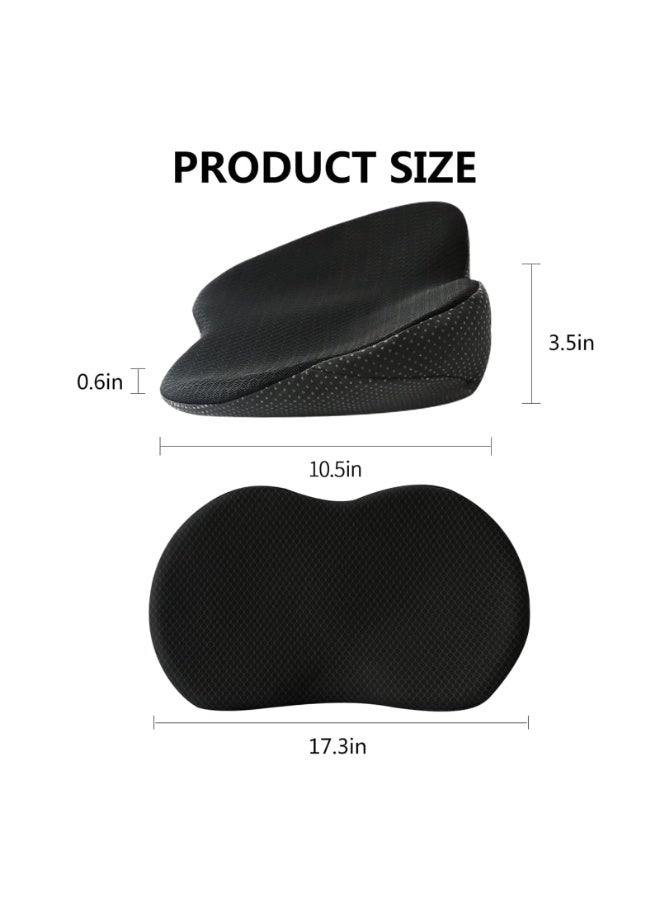Memory Foam Car Seat Cushion with Lumbar Support, Black, 17.3x10.5x3.5 Inches - Image 2