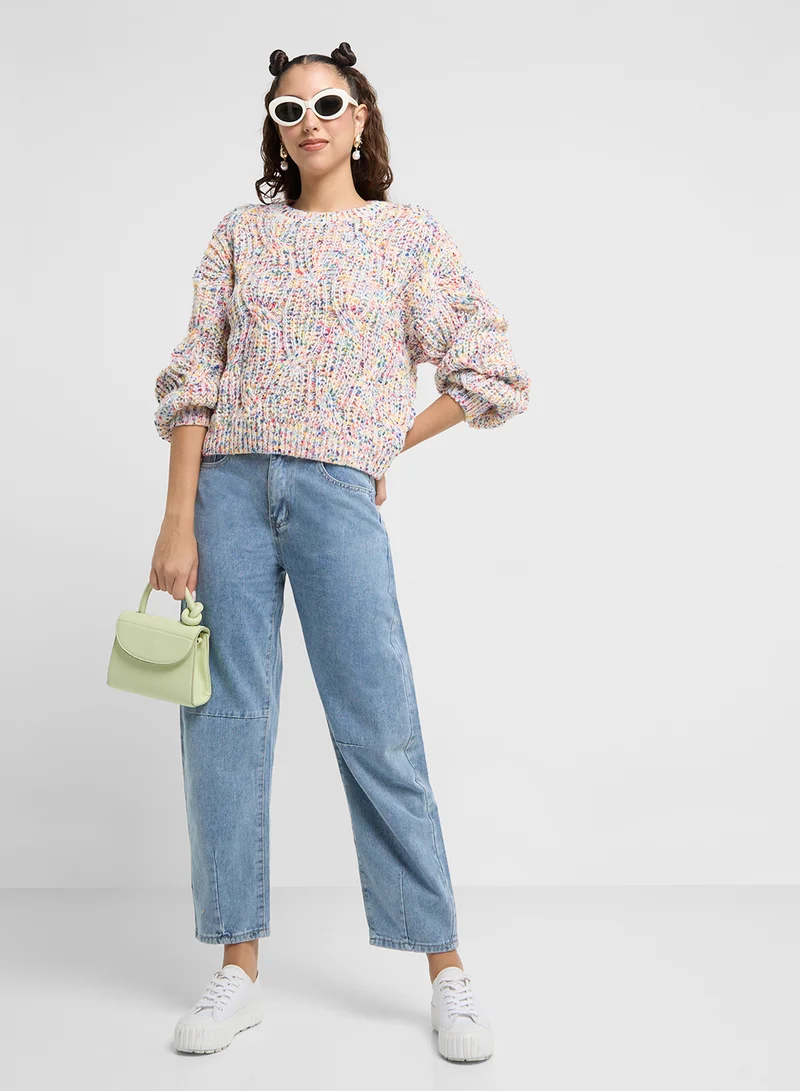جينجر Marled Knit Sweater