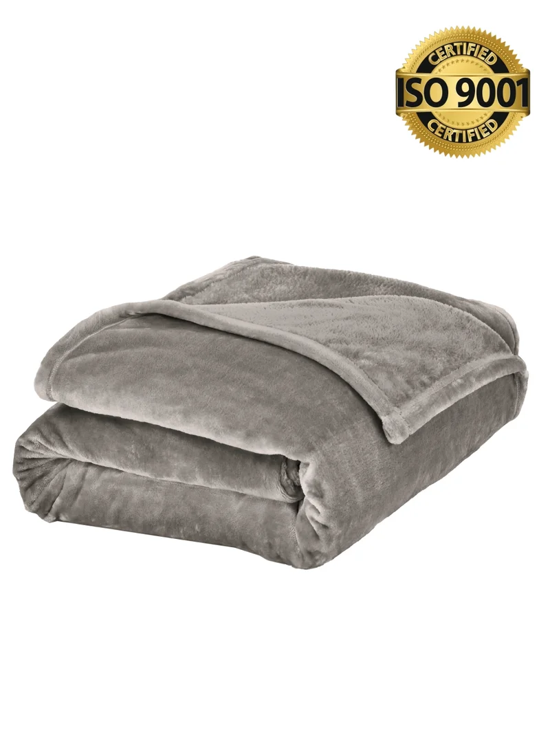 سيد المنسوجات المنزلية بطانية مخمل خفيفه بمقاس مزدوج، سلسلة مورا، 350 جم/متر مربع، 260 × 240 سم، صوف إضافي فائق النعومة لجميع فصول السنة، يستخدم كغطاء للسرير بطانيات .