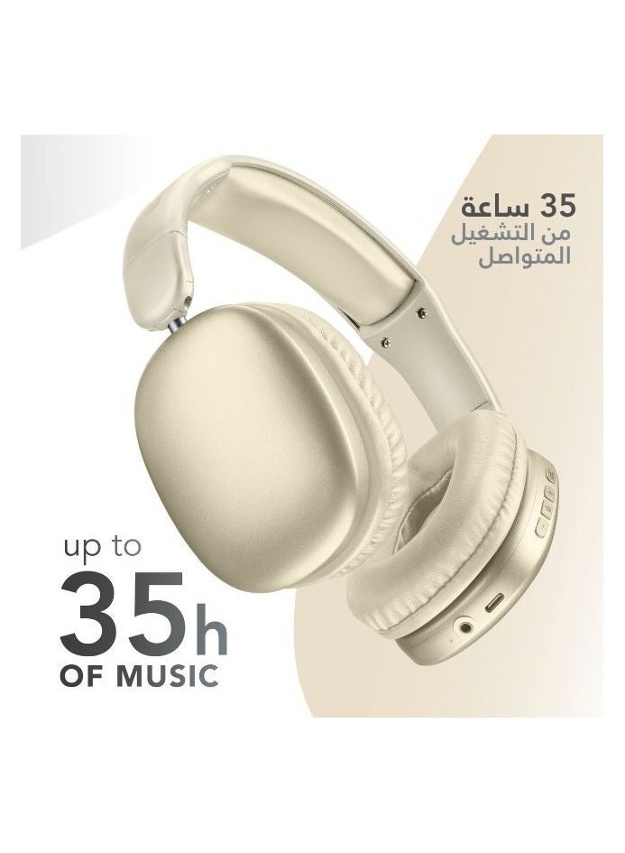 Cellularline Music Sound MAXI3 Wireless Over-Ear Headphones with Active Noise Cancelling, 35H Battery, Bluetooth 5.4, Built-in Mic, Wired & Wireless Support – White - Image 4