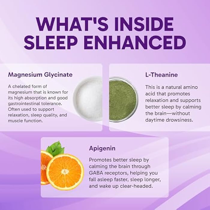 Clinical Effects Sleep Enhanced - Magnesium Supplement - 60 Capsules - Magnesium Glycinate, L-Theanine and Apigenin - for Relaxation and Natural Calm - No Melatonin Sleep Support - USA Made - Image 4
