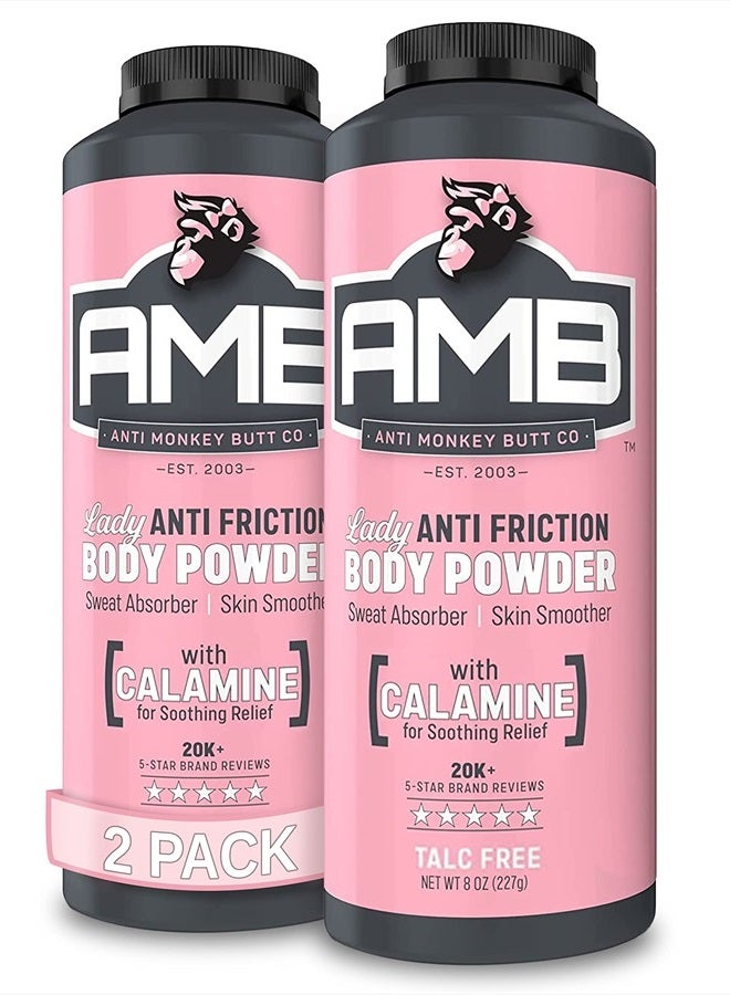 Anti Monkey Butt Body Powder for Women, Talc Free Anti Chafing and Sweat Absorbing Powder with Clamine, Hypoallergenic Formula, 8 oz (2 Pack) - Image 1