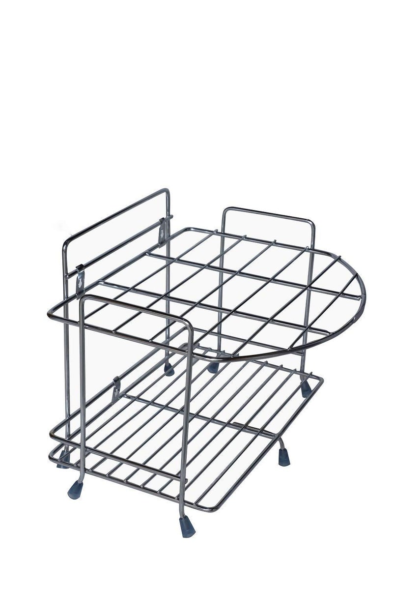 ONTRIP Stainless Steel 2 Layer Wall Mount Filter Stand Multipurpose Rack Kitchen Dish Storage Rack Stand Rack with Glass Rack Holder Utensil Kitchen Rack 1 pcs - Image 3