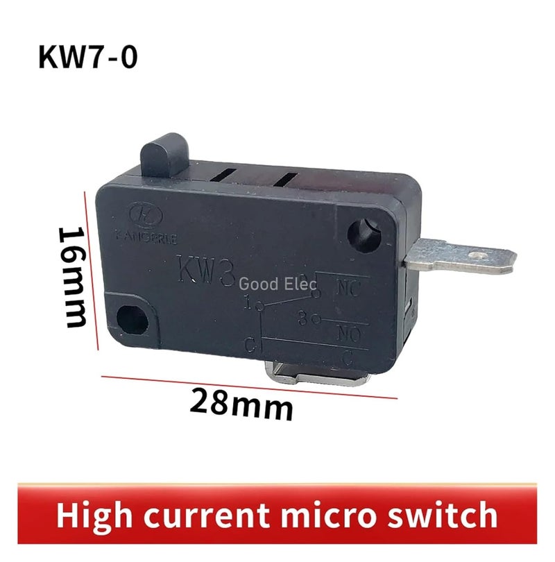 10 قطعة KW7-0 250VAC مفتاح صغير لحظي 1NONC مفتاح حد صغير 3 دبوس مفتاح زر لمس أسود - Image 4
