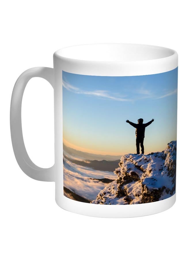 RYN The Summit Printed Coffee Mug White/Blue/Brown 11ounce