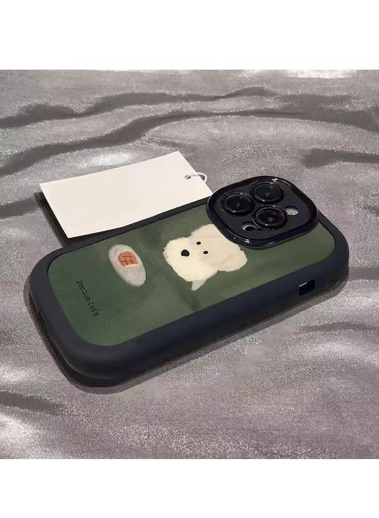 NIBEMINENT Oil Painting Beauty Dog Protective TPU Case Cover For iPhone 16 Pro, Black