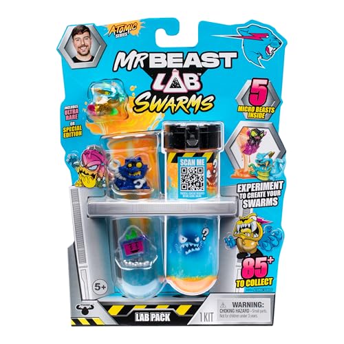 MrBeast Lab Swarms Series 2 Atomic Lab 5 Pack – Collectible Micro Beasts, Add Water & Shake Test Tube to Reveal 2 of 5 Surprise 1" Figures, 85 to Collect, Mystery Teams, Fun Unboxing Toy for Kids 5+ - Image 1