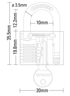 Stanley Stanley Padlock Brass 20mm Standard Shackle with 3 Keys Included  - Image 2