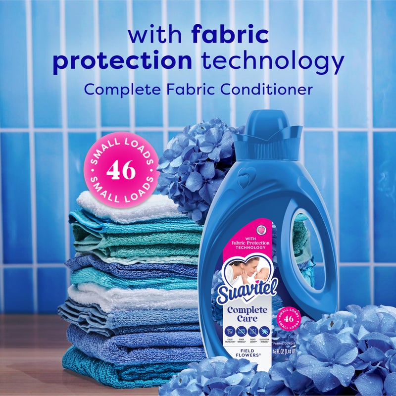 Suavitel Complete Liquid Fabric Softener, Fabric Conditioner, HE Compatible, 46 Small Loads, Field Flowers Scent, 46 fl oz Bottle - Image 2