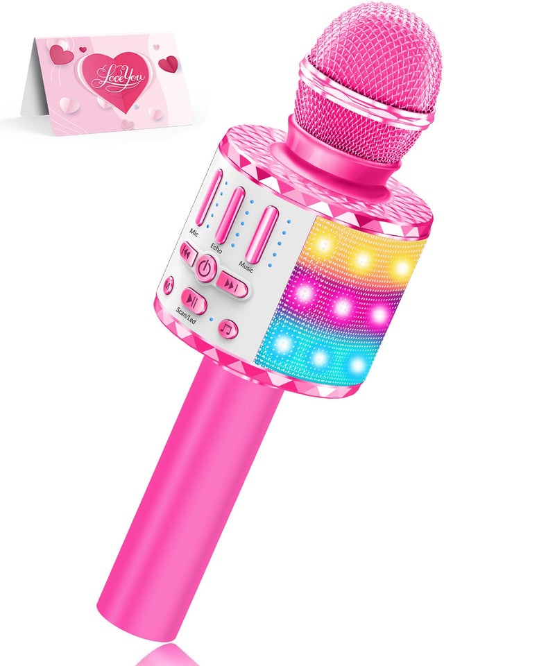 MicQutr Karaoke Microphone Toys for Kids, Wireless Bluetooth Mic with Lights & Speaker, Portable Home KTV Player System, Perfect Birthday Party for 3-12 Year Old Boys & Girls - Image 1