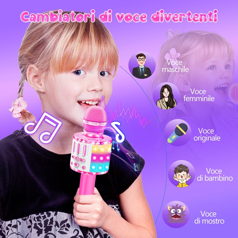 MicQutr Karaoke Microphone Toys for Kids, Wireless Bluetooth Mic with Lights & Speaker, Portable Home KTV Player System, Perfect Birthday Party for 3-12 Year Old Boys & Girls - Image 4