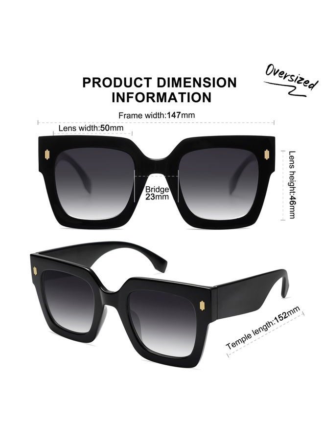 Sojos Vintage Oversized Square Sunglasses for Women, Luxury Retro Sunglasses for Women UV400 Protection SJ2194, Black/White, XL - Image 5