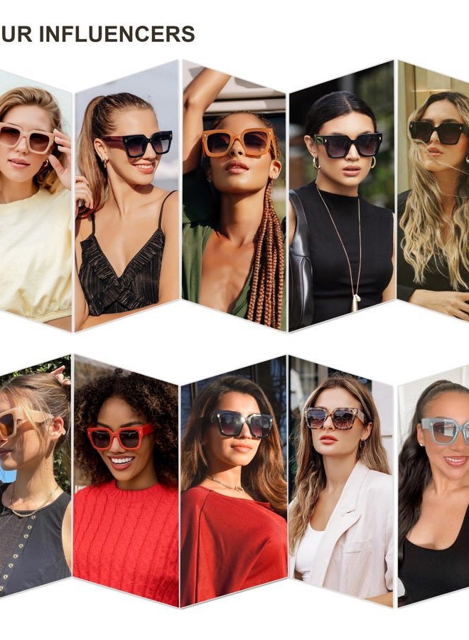 Sojos Vintage Oversized Square Sunglasses for Women, Luxury Retro Sunglasses for Women UV400 Protection SJ2194, Black/White, XL - Image 3