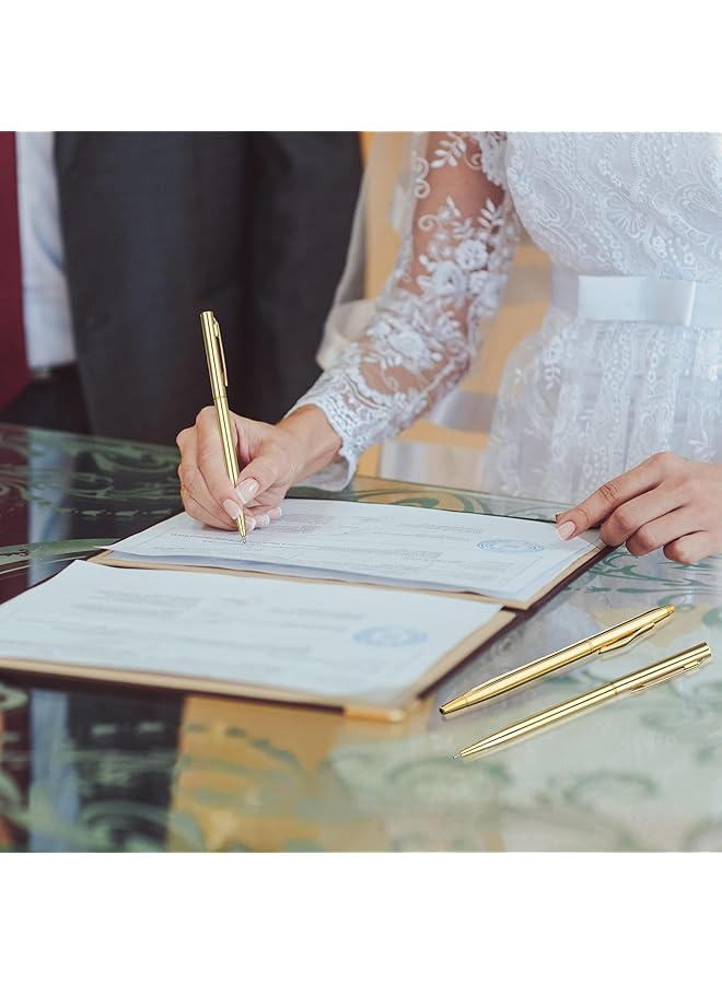 إيروريكس أقلام ذهبية أقلام ذهبية معدنية بكميات كبيرة أقلام حبر جاف رفيعة قلم حبر جاف قابل للسحب لعيد الميلاد مع حبر أسود أقلام معدنية أقلام مخروطية صغيرة لعيد الميلاد وحفلات الزفاف والعمل والمكتب المنزلي 1.0 مم عبوة من 12 قطعة - Image 5