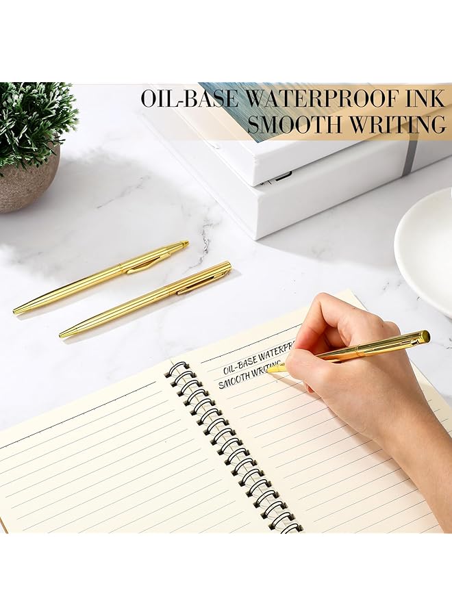إيروريكس أقلام ذهبية أقلام ذهبية معدنية بكميات كبيرة أقلام حبر جاف رفيعة قلم حبر جاف قابل للسحب لعيد الميلاد مع حبر أسود أقلام معدنية أقلام مخروطية صغيرة لعيد الميلاد وحفلات الزفاف والعمل والمكتب المنزلي 1.0 مم عبوة من 12 قطعة - Image 2