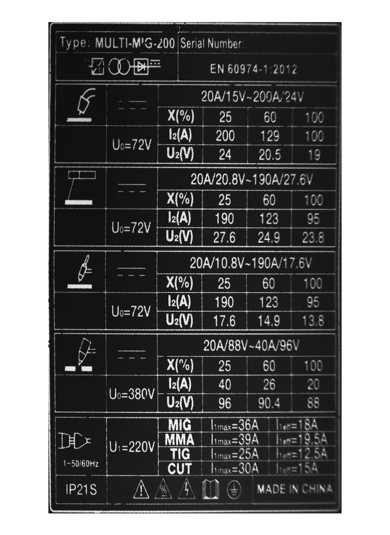 أتش دي MIG/TIG/MMA/CUT MULTI ماكينة لحام 10-200A AC | تعمل على الحديد والفولاذ المقاوم للصدأ وجميع المعادن باستثناء الألمنيوم وقطع الصلب عالية الجودة | MULTI MIG |  0.6 إلى 1.0 إلكترود | 1.0 إلى 5.0 إلكترود  - Image 5