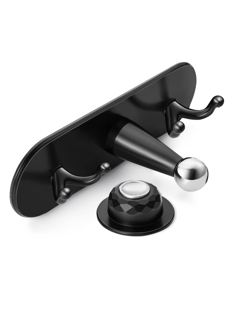 SYOSI SYOSI Multifunctional Magnetic Door Stop, Magnetic Door Stop with Coat Hook Double-Sided Adhesive Tape Wall Mounted No Drilling  - Image 1