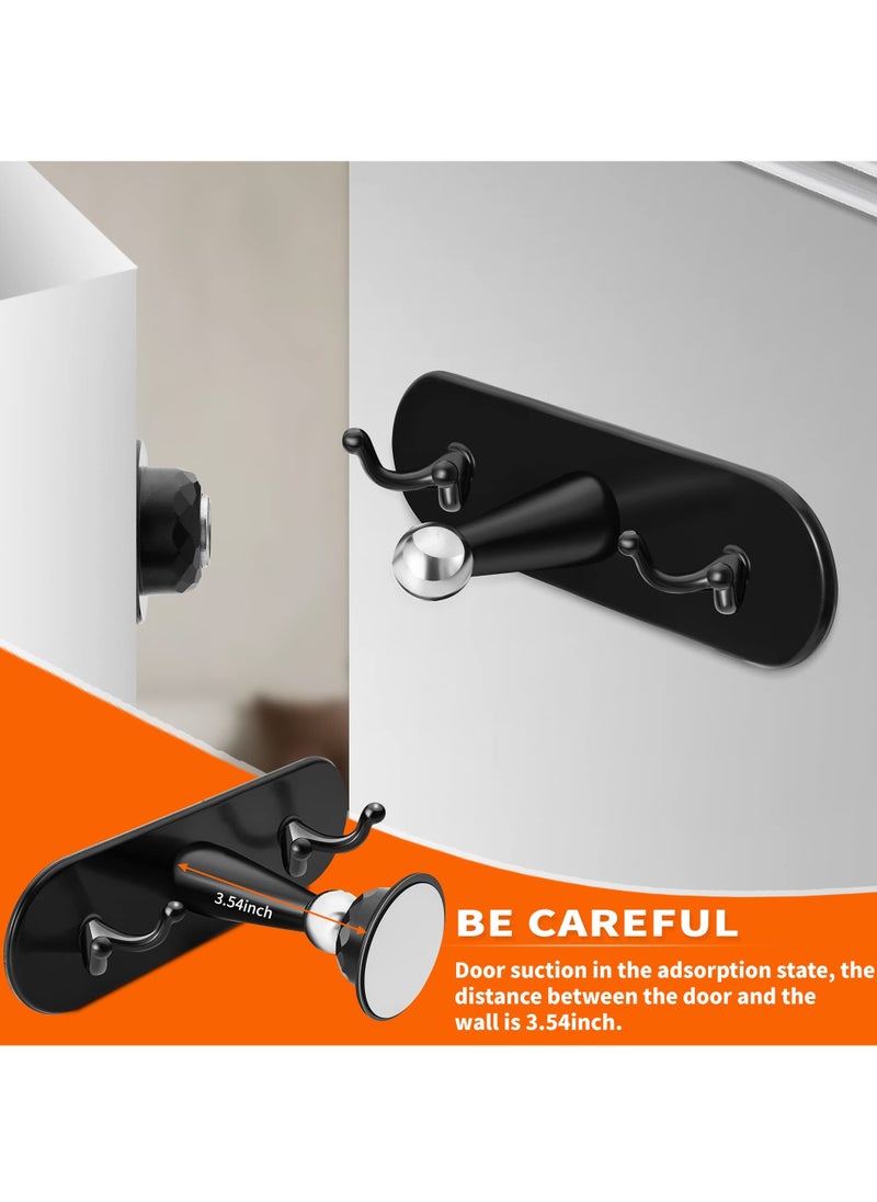 SYOSI SYOSI Multifunctional Magnetic Door Stop, Magnetic Door Stop with Coat Hook Double-Sided Adhesive Tape Wall Mounted No Drilling  - Image 3