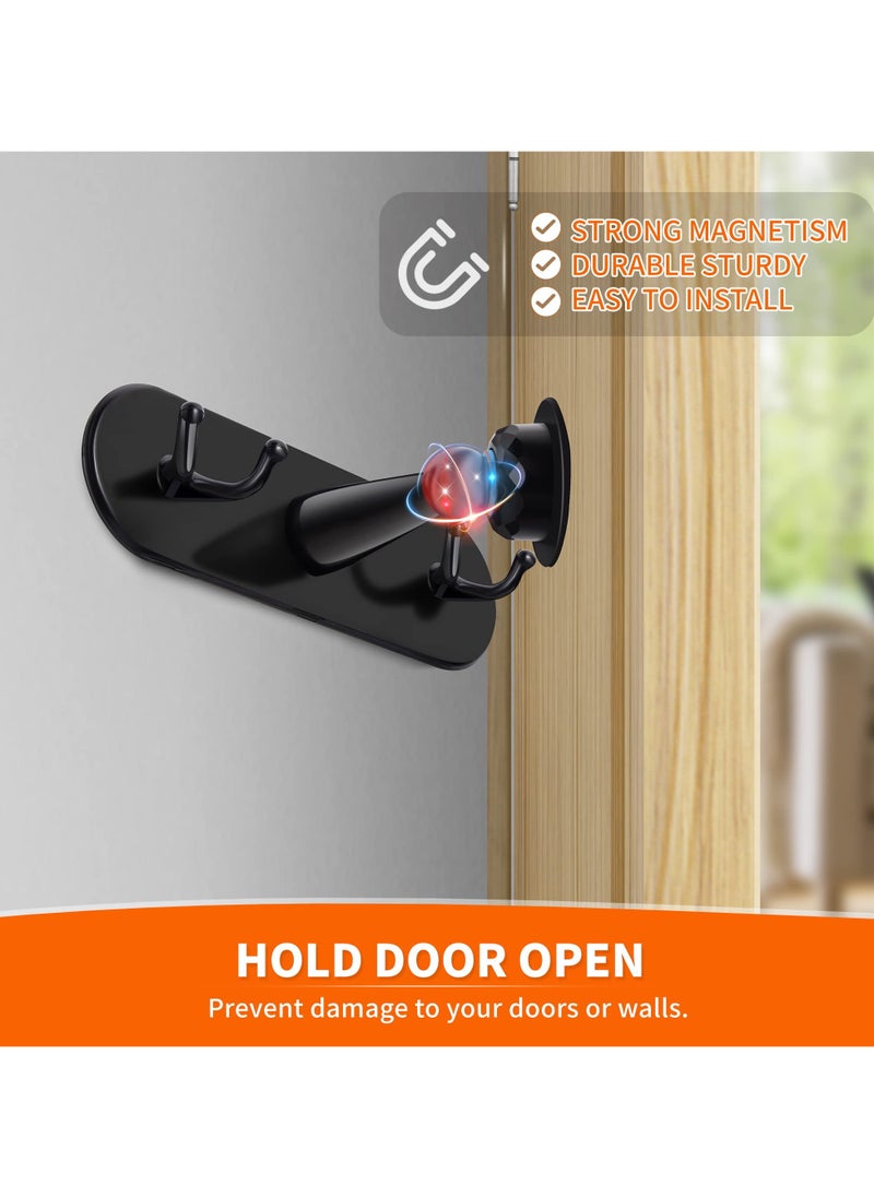 SYOSI SYOSI Multifunctional Magnetic Door Stop, Magnetic Door Stop with Coat Hook Double-Sided Adhesive Tape Wall Mounted No Drilling  - Image 2