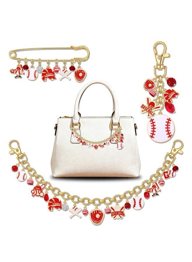 YAHPERN 3PCS Sports Bag Charms for Women Soccer Basketball Baseball Purse Charms Keychains Brooch Pin Accessories Gifts, Multicolor, L - Image 1