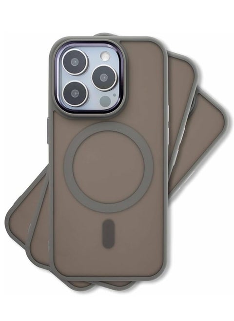 Maxwell Silky Touch Compatible with MagSafe Case for iPhone 15 Pro - Full Protection, Metallic Camera Lens Guard, Matte Smooth Finish, Compatible with MagSafe (Gray)