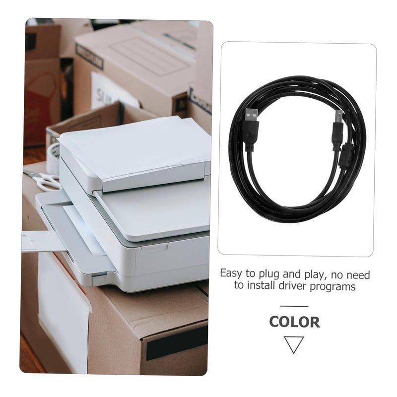 Home Office Printer USB Cable 3m Black Hide Wires Replacement Cable Printer Fax Machine Scanner - Image 3