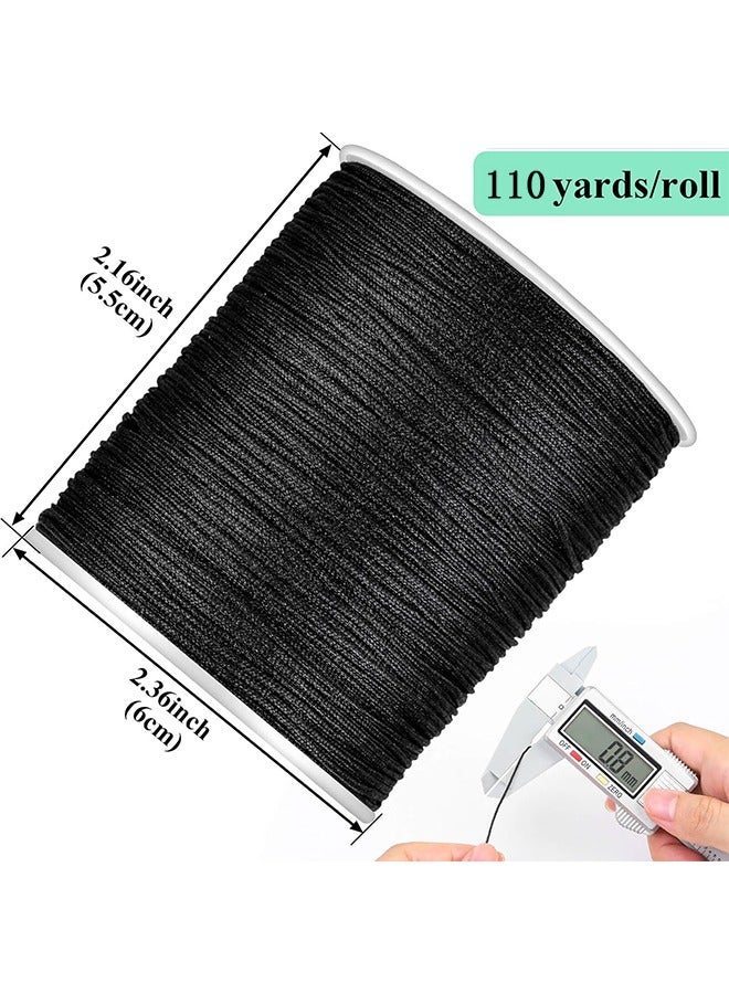 اتش واي سلسلة نايلون سوداء ، 110 ياردة 0.8 مم خيط نايلون صيني حبل حياكة خيط خيوط خارجية مشوهة للأساور المضفرة ، الديكور ، القلائد ، مكرامية كرافت ، رنين الرياح ، الستائر ، صنع المجوهرات - Image 5