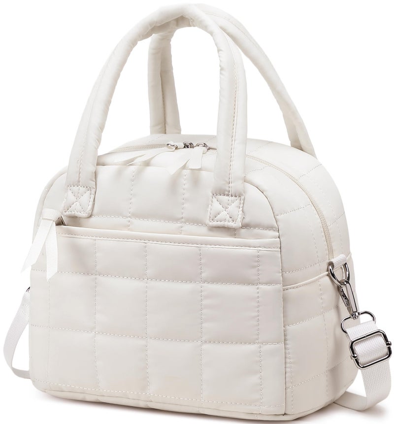 LEDAOU Lunch Box for Women Lunch bag Quilted Puffer Lunch Box with Adjustable Strap Insulated Reusable LunchBox for Work School Picnic Travel - Image 1
