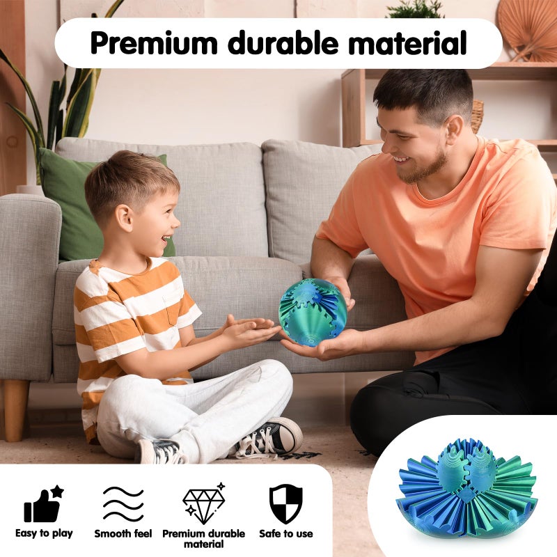 Minleway Gear Ball 3D Printed Cube Fidget Toy,Gear Sphere Fidget Toys,Sensory Toys for Stress and Anxiety Relief, Desk Toy Fidget Spinners,Stocking Stuffers for Adults & Kids Gift(Blue Green, 3.1 Inch) - Image 2